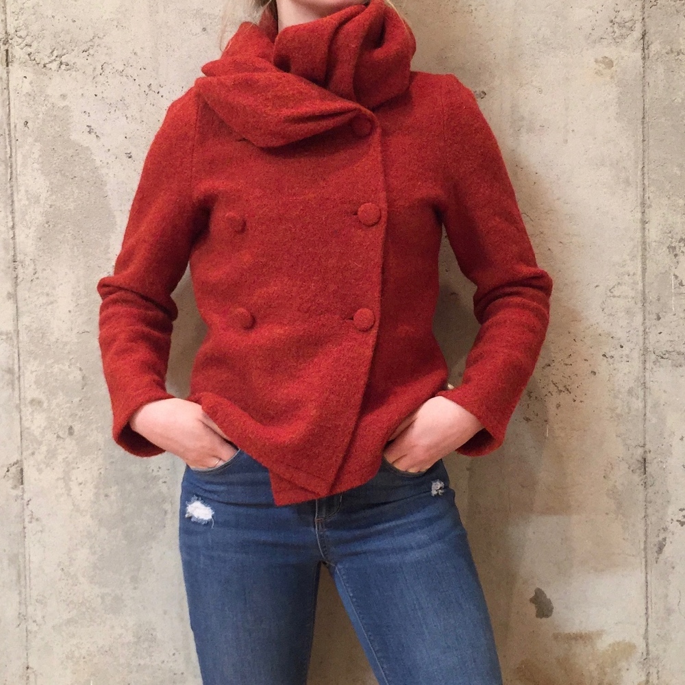 Will Smiths Women Medium Orange Wool Coat.